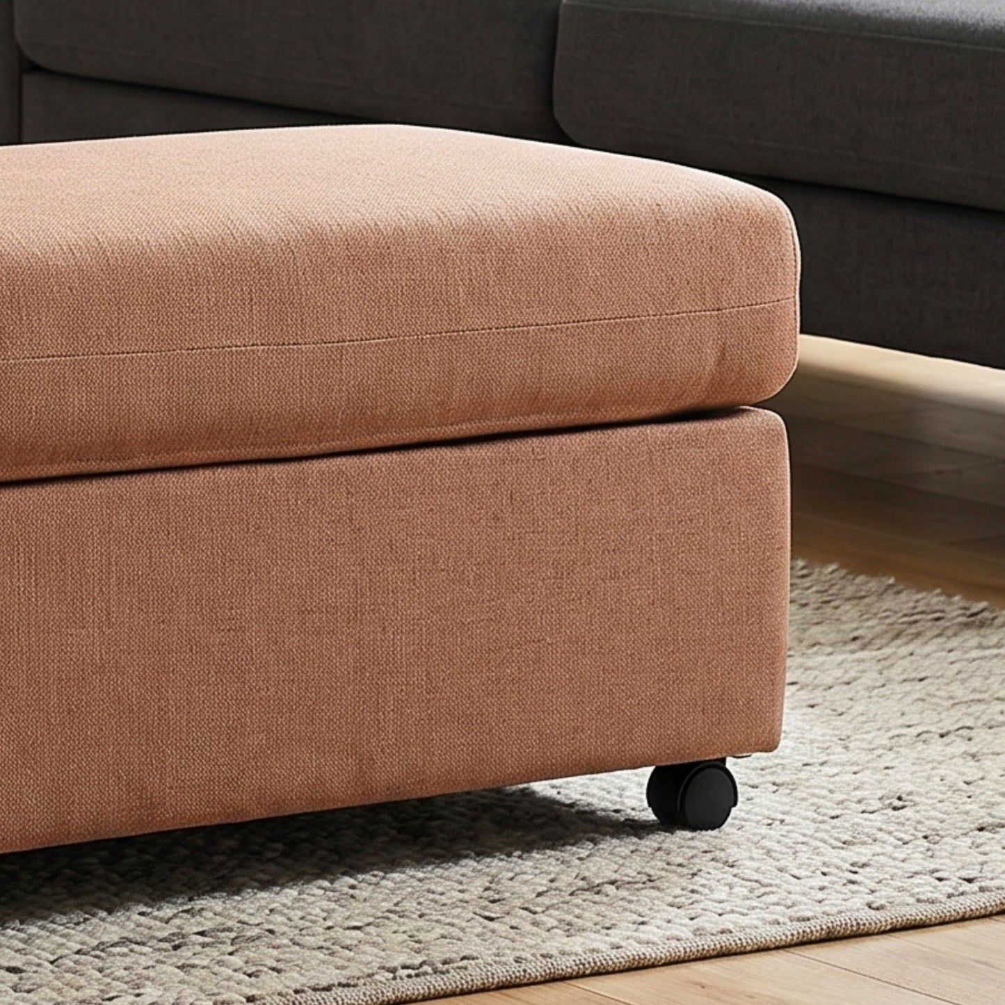 Roundhill Furniture Wilson Contemporary Upholstered Cocktail Ottoman with Casters