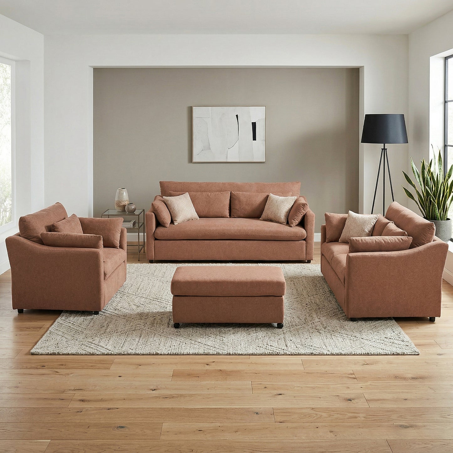 Roundhill Furniture Wilson Living Room Collection, Sofa Loveseat Cuddle Chair and Ottoman