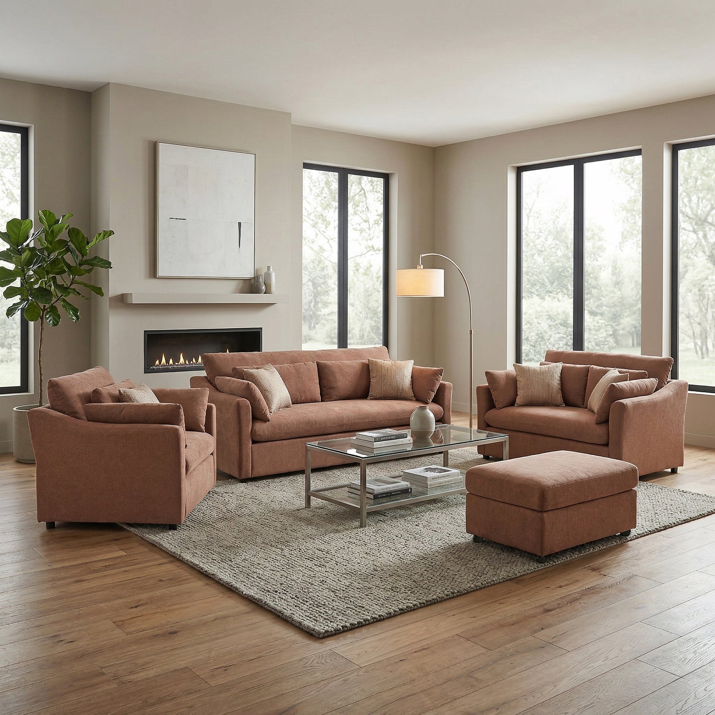 Roundhill Furniture Wilson Living Room Collection, Sofa Loveseat Cuddle Chair and Ottoman