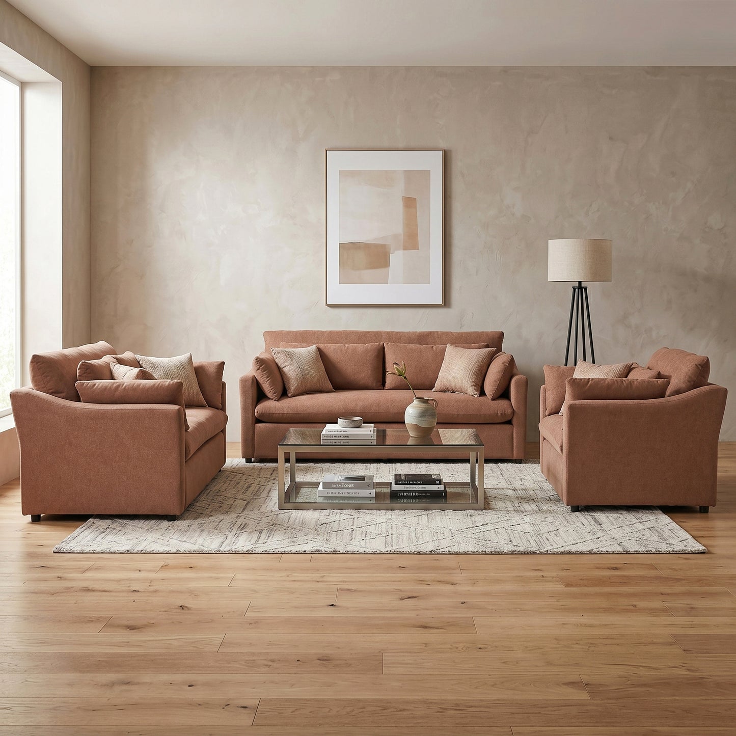 Roundhill Furniture Wilson Living Room Collection, Sofa Loveseat Cuddle Chair and Ottoman