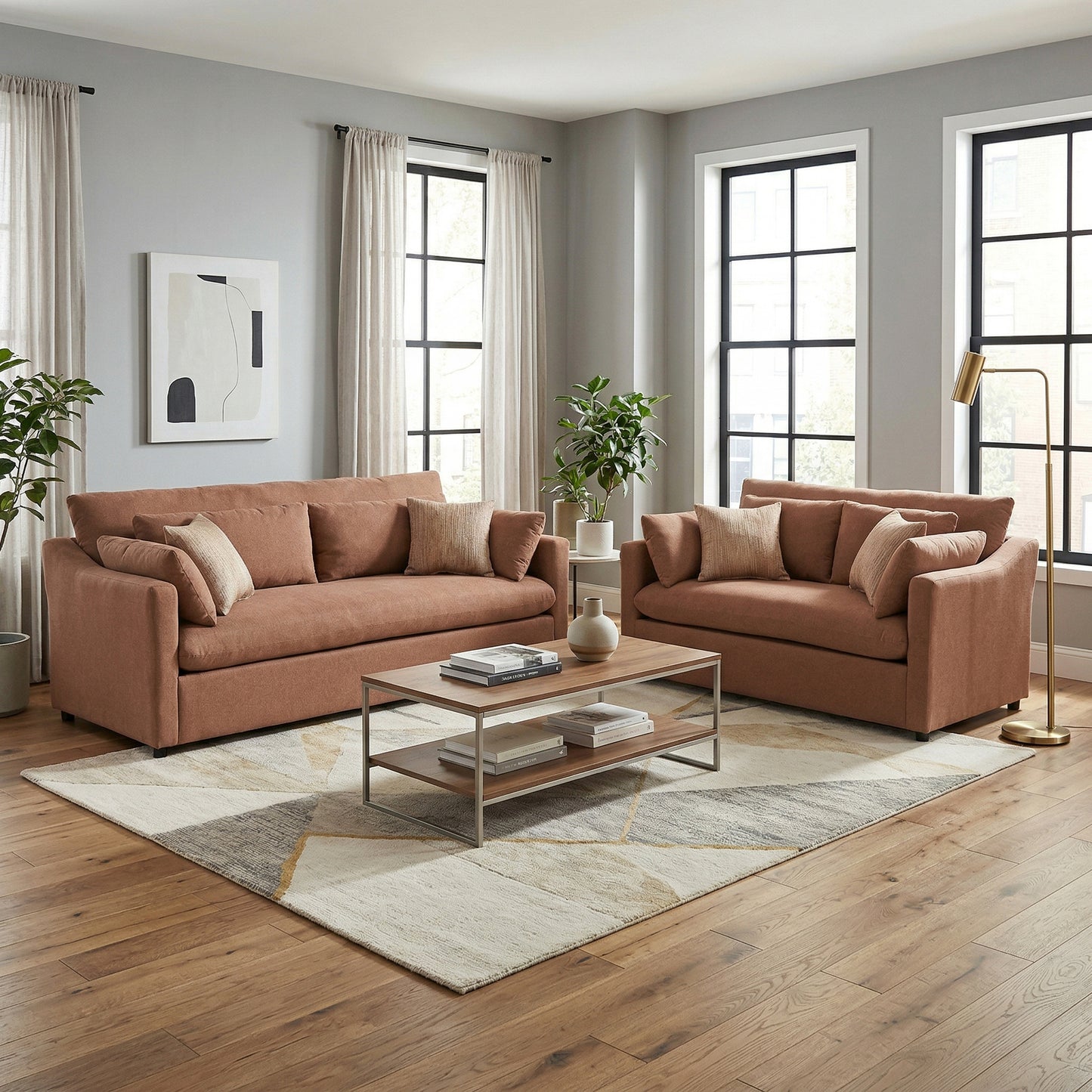 Roundhill Furniture Wilson Living Room Collection, Sofa Loveseat Cuddle Chair and Ottoman