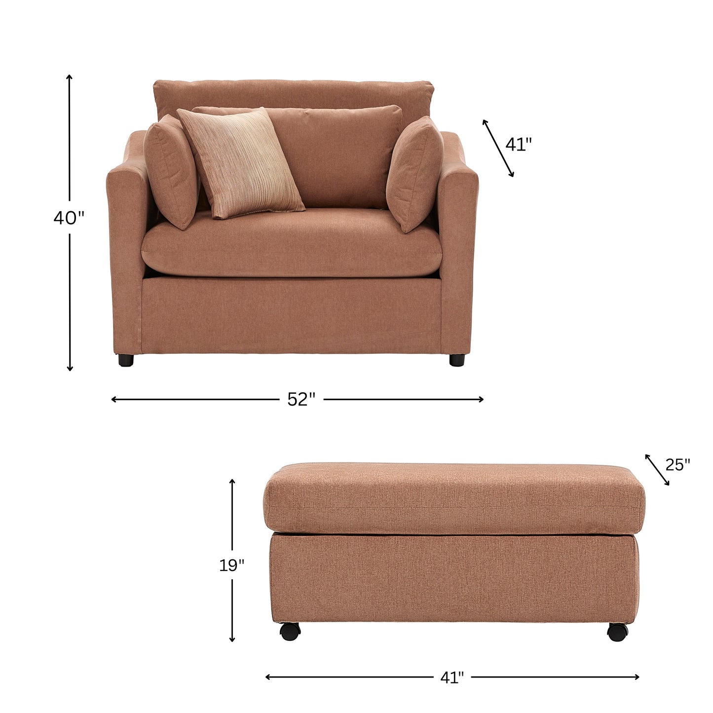 Roundhill Furniture Wilson Living Room Collection, Sofa Loveseat Cuddle Chair and Ottoman