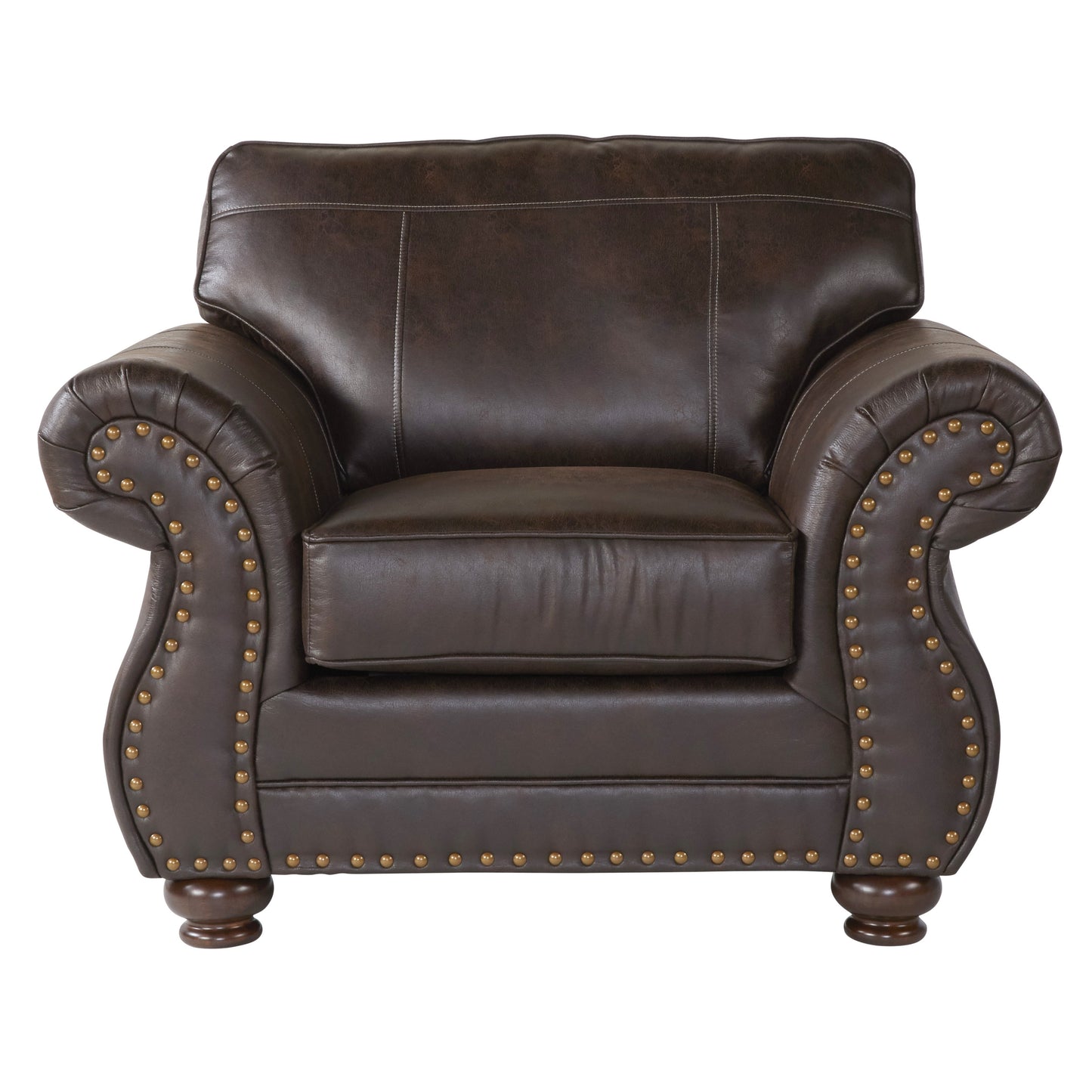 Leinster Faux Leather Upholstered Nailhead Chair in Espresso