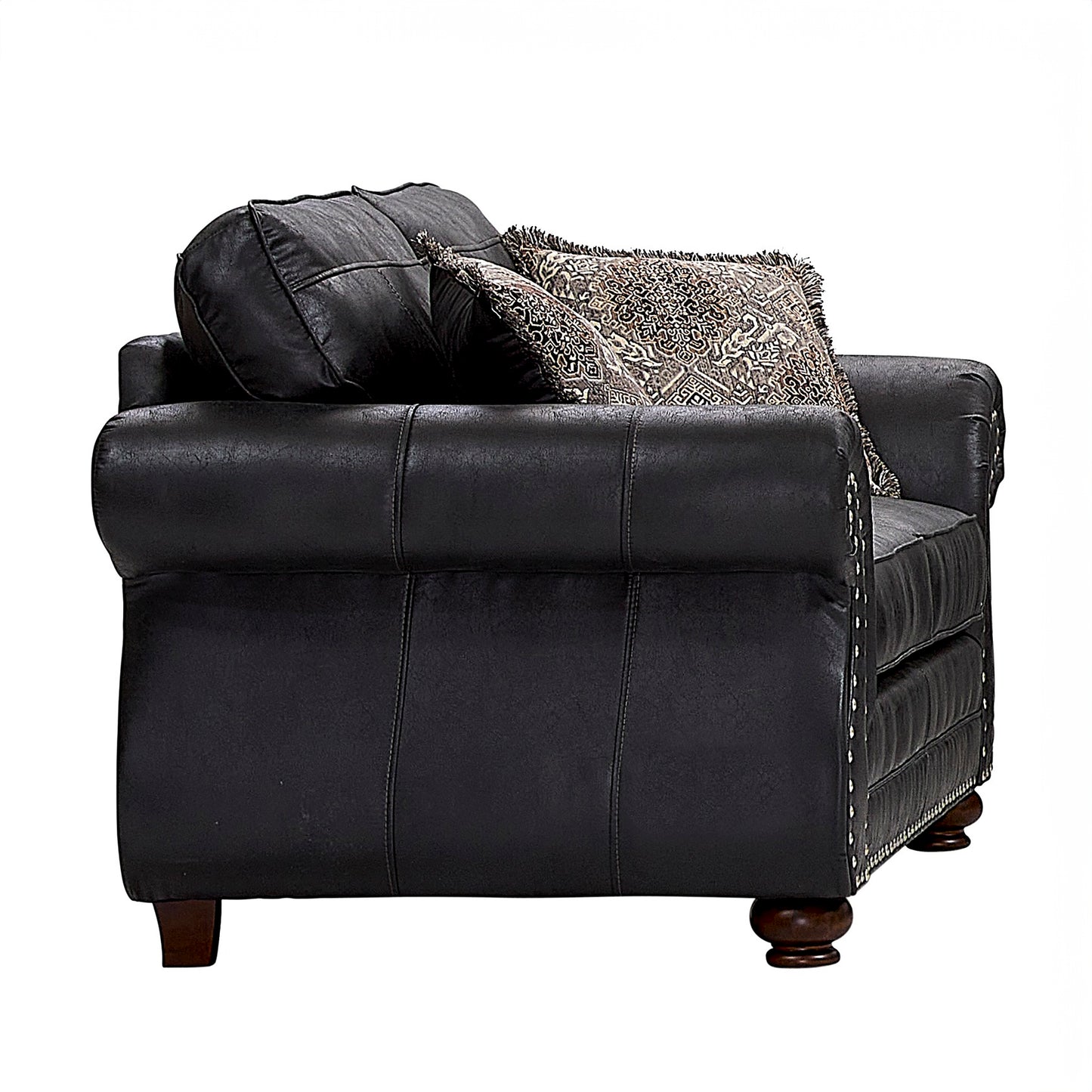 Roundhill Furniture Leinster Faux Leather Upholstered Nailhead Chair, Black
