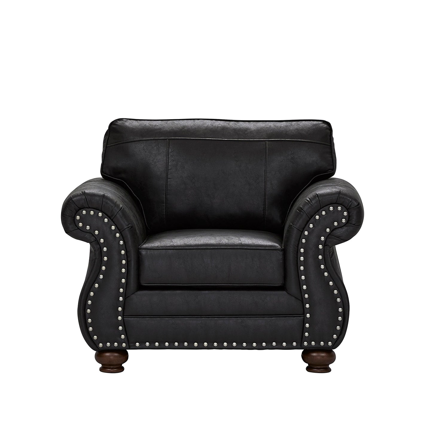 Roundhill Furniture Leinster Faux Leather Upholstered Nailhead Chair, Black