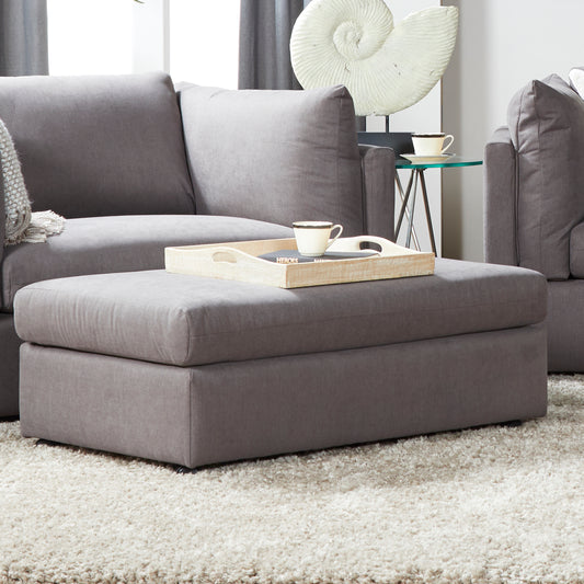 Roundhill Furniture Enda Living Room Fabric Ottoman, Carbon Gray