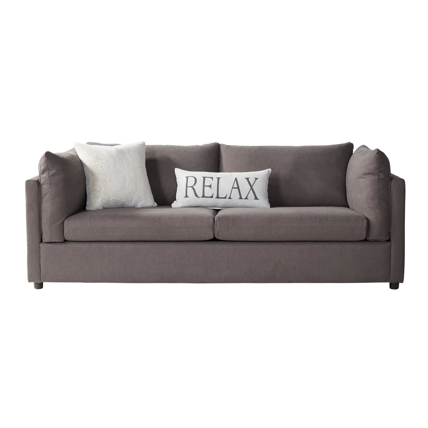 Roundhill Furniture Enda Pillow Back Fabric Sofa and Cuddler Chair Living Room Collection, Carbon Gray