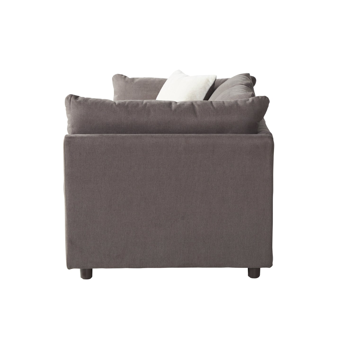 Roundhill Furniture Enda Pillow Back Fabric Sofa and Cuddler Chair Living Room Collection, Carbon Gray