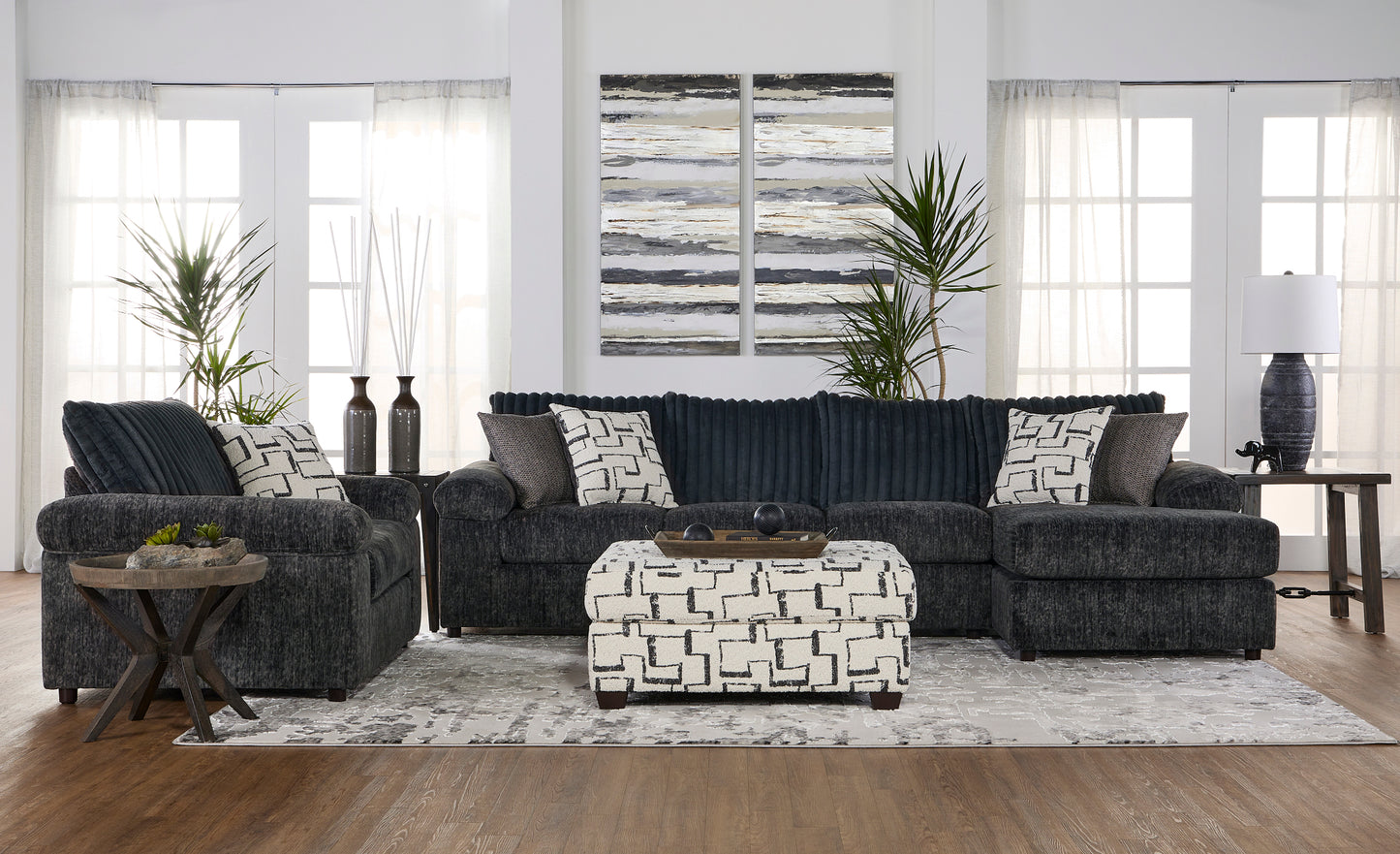 Roundhill Furniture Nason Wide Wale Corduroy Sectional Sofa Chaise Collection