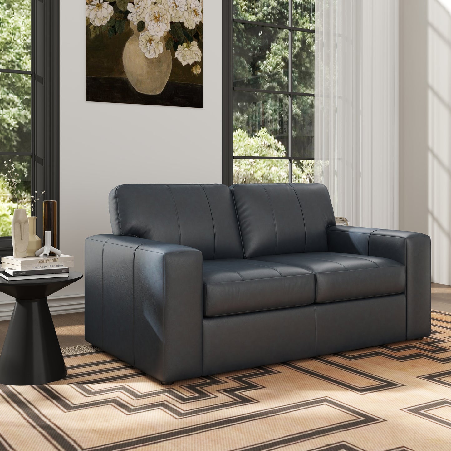 Roundhill Furniture Sakan Leather Upholstered Loveseat