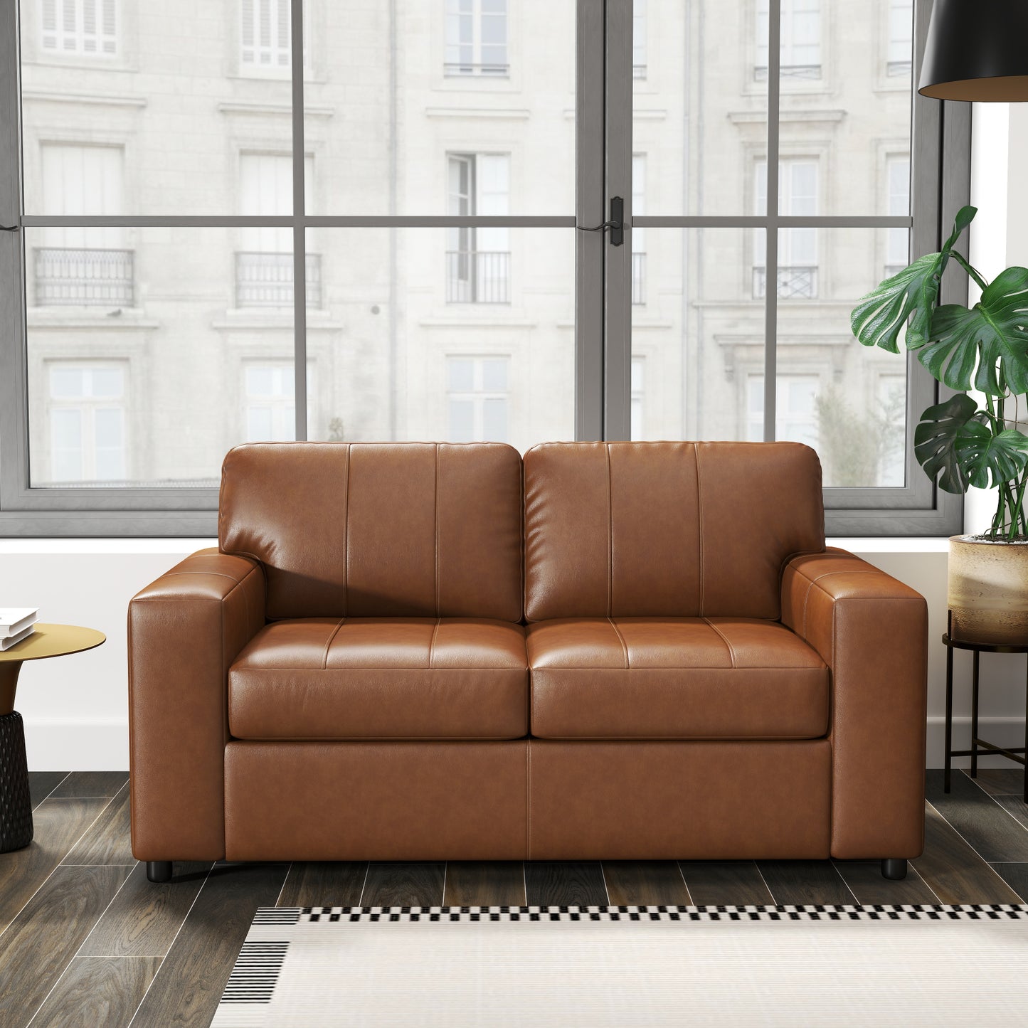 Roundhill Furniture Sakan Leather Upholstered Loveseat