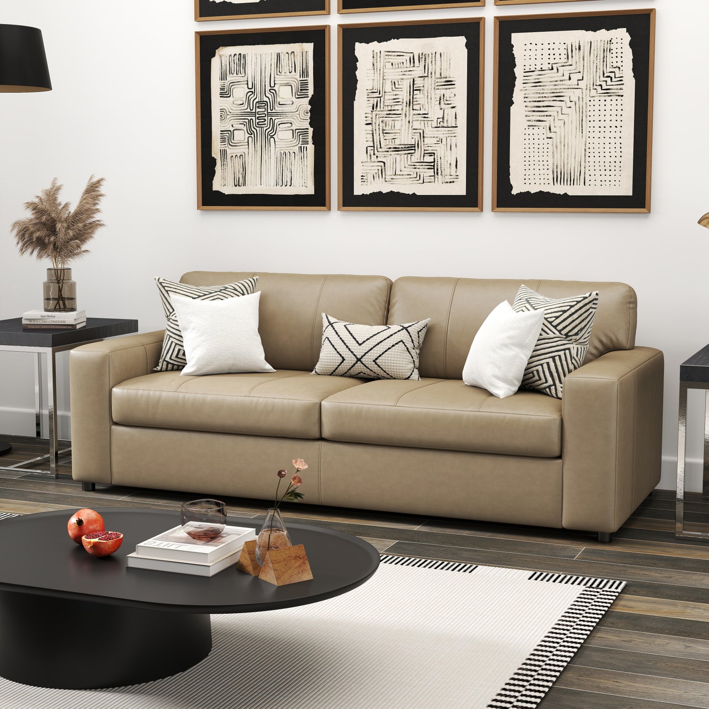 Roundhill Furniture Sakan Leather Upholstered Sofa