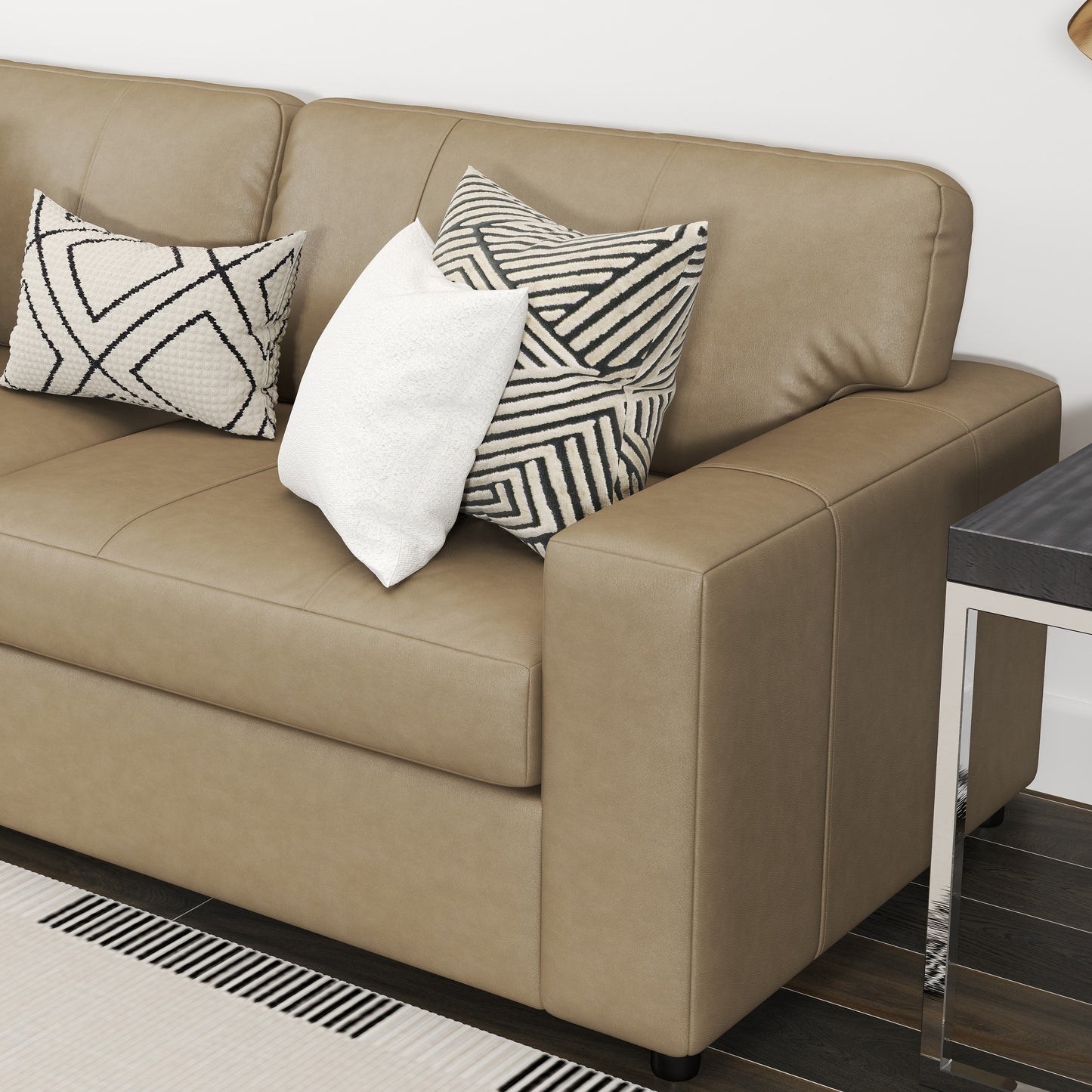 Roundhill Furniture Sakan Leather Upholstered Sofa