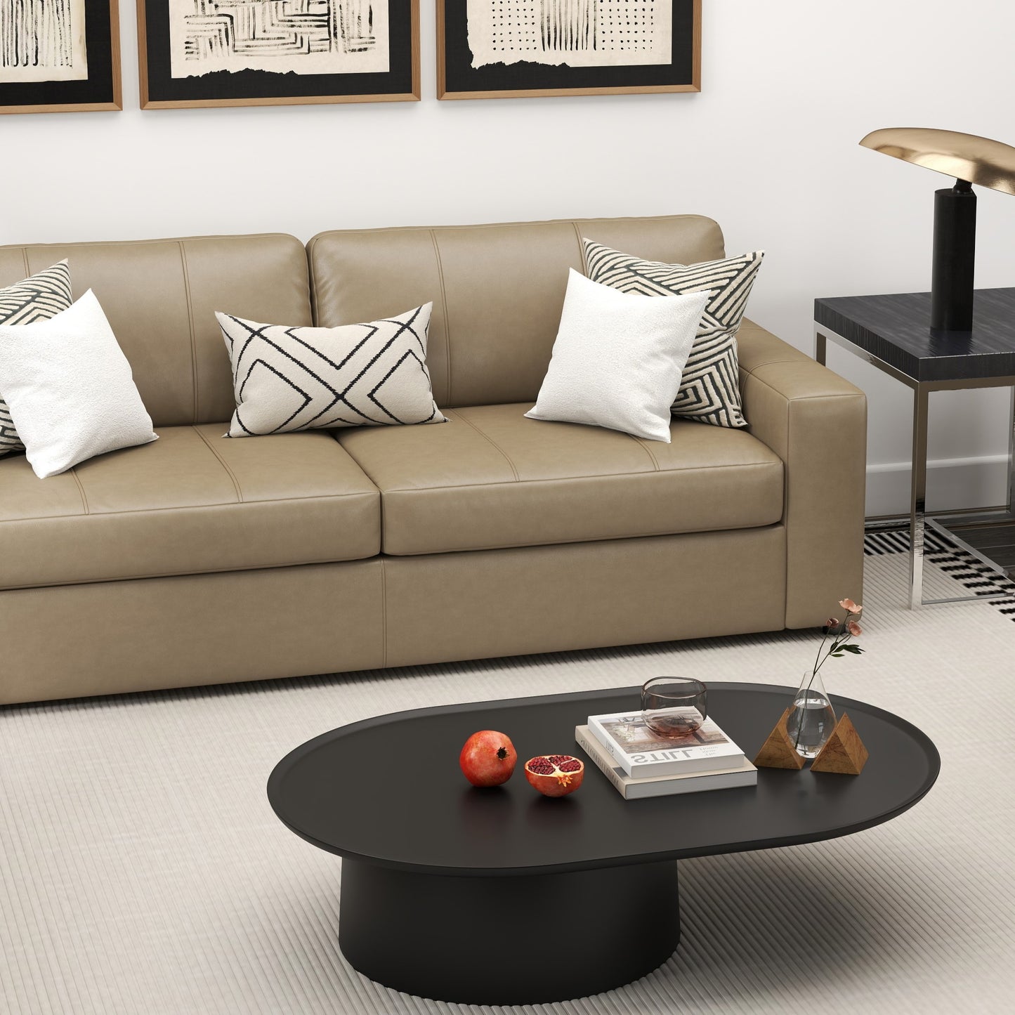 Roundhill Furniture Sakan Leather Upholstered Sofa