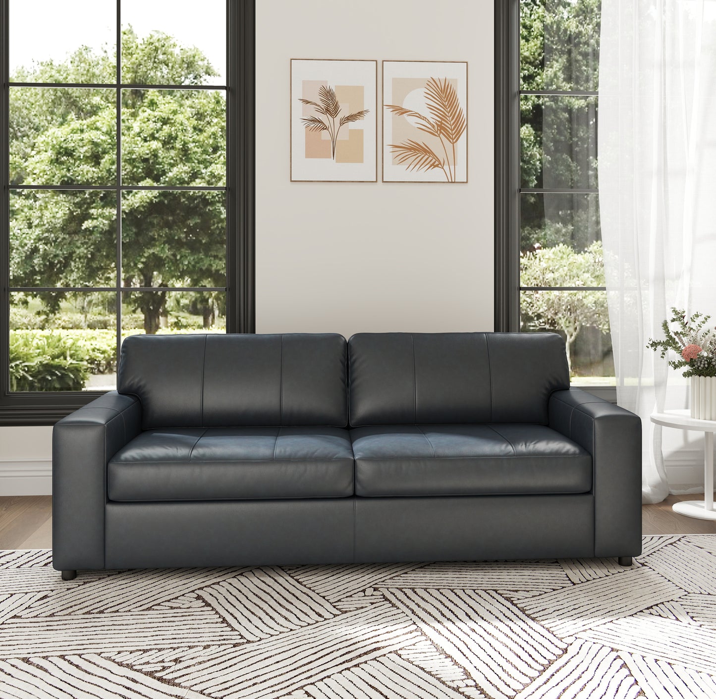 Roundhill Furniture Sakan Leather Upholstered Sofa