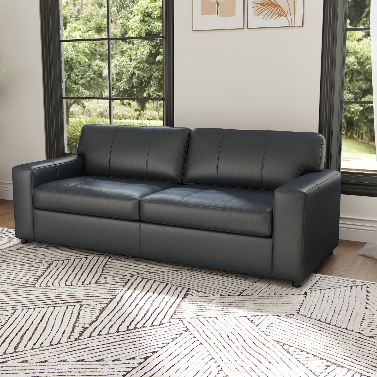 Roundhill Furniture Sakan Leather Upholstered Sofa