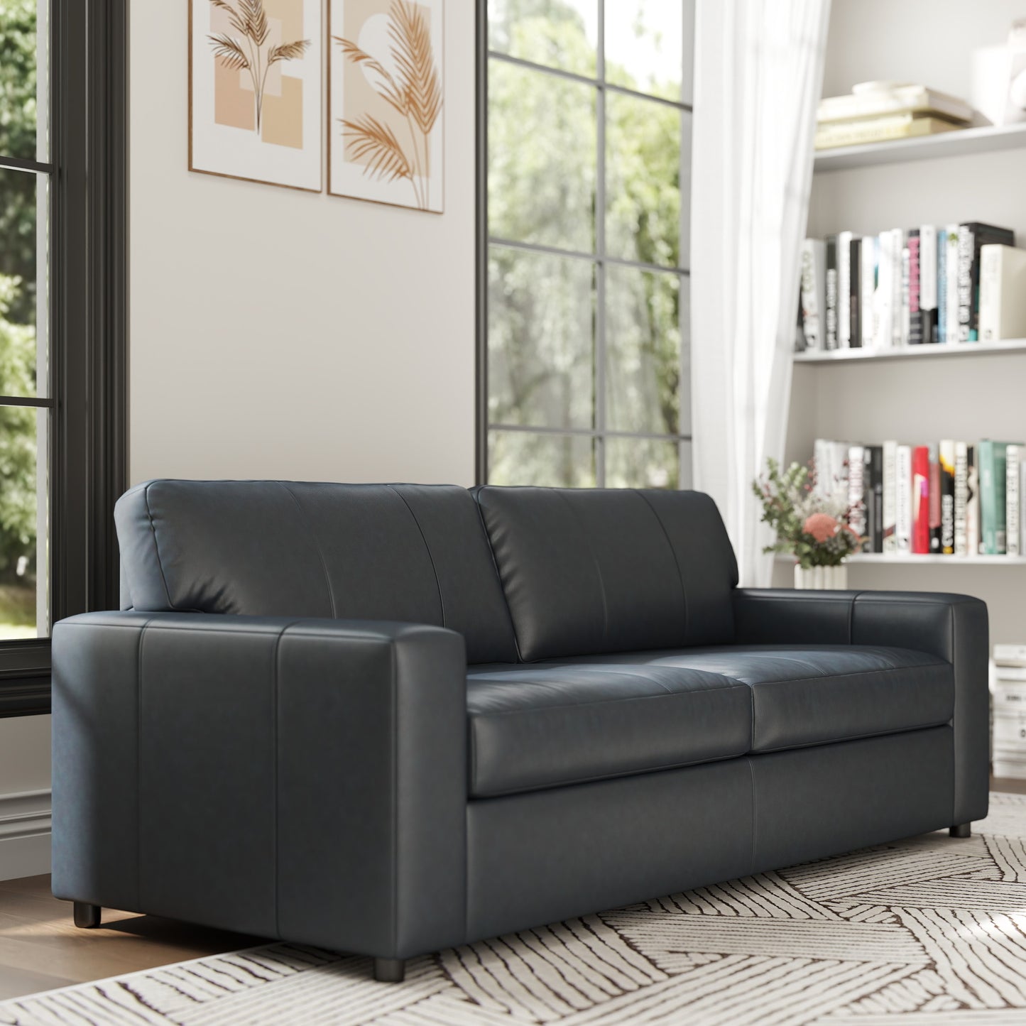 Roundhill Furniture Sakan Leather Upholstered Sofa