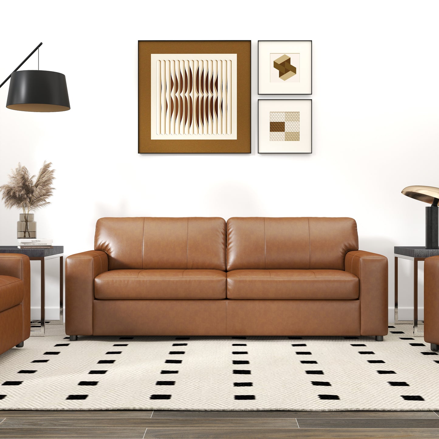 Roundhill Furniture Sakan Leather Upholstered Sofa