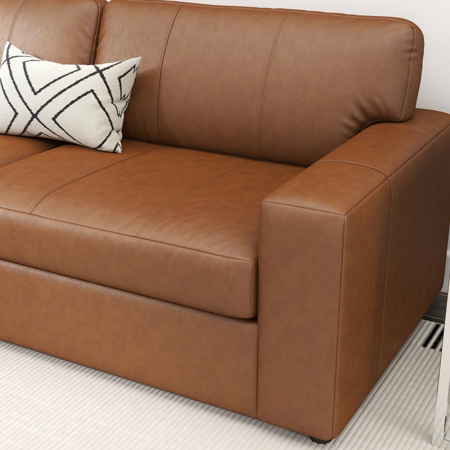 Roundhill Furniture Sakan Leather Upholstered Sofa