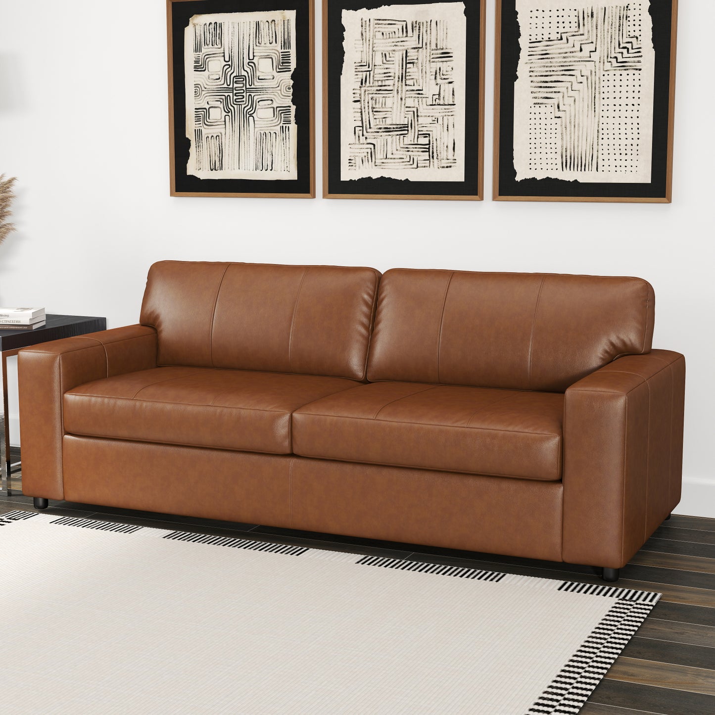 Roundhill Furniture Sakan Leather Upholstered Sofa