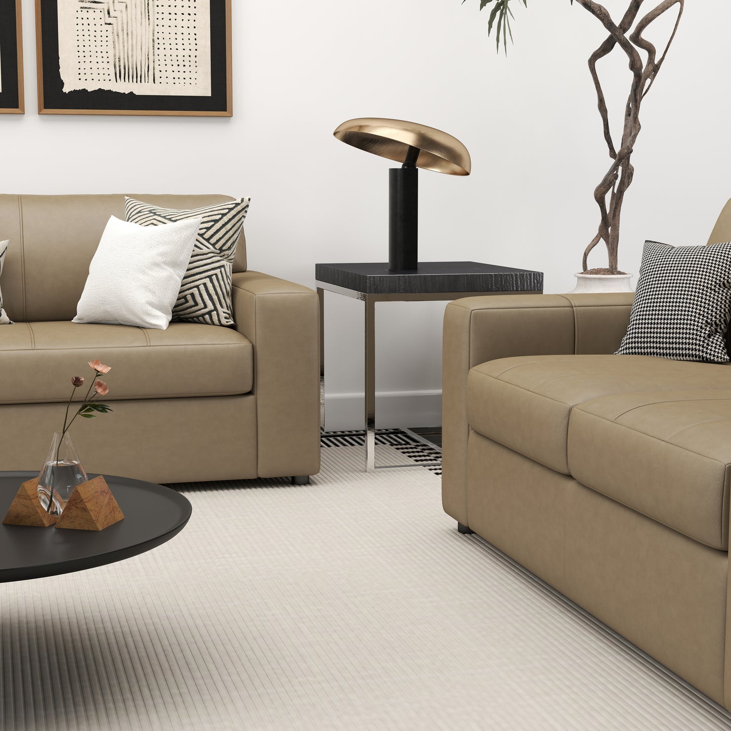 Roundhill Furniture Sakan Leather Upholstered Living Room Collection