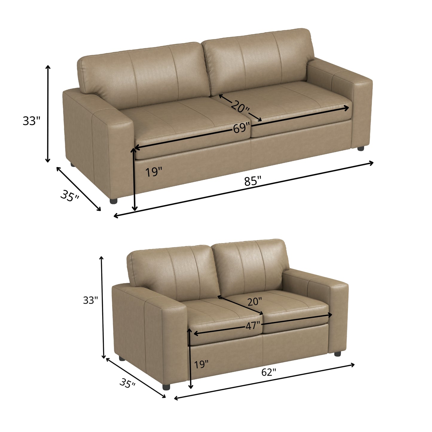 Roundhill Furniture Sakan Leather Upholstered Living Room Collection