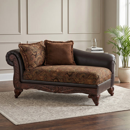 San Marino 2-Tone Chocolate Microfiber Chaise  Made in USA