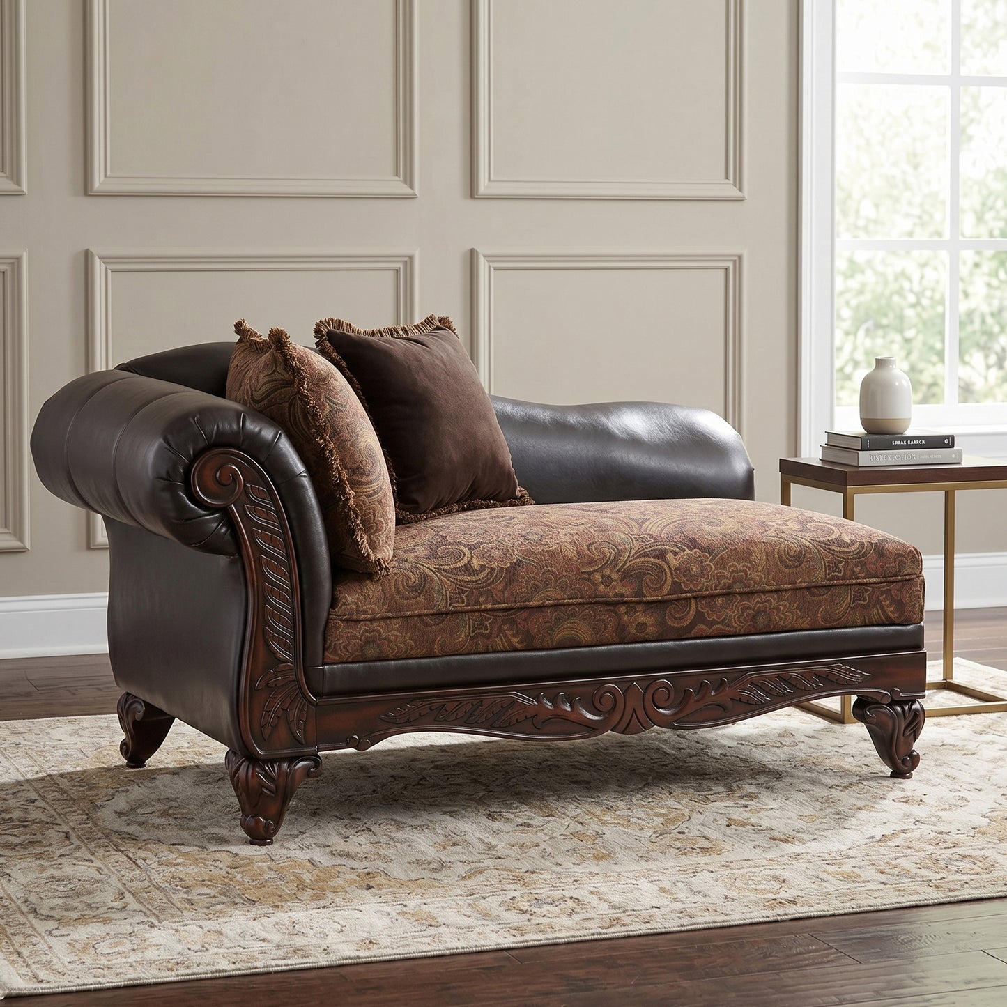 San Marino 2-Tone Chocolate Microfiber Chaise  Made in USA