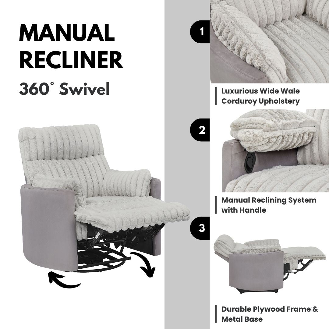 Roundhill Furniture Bocaton Wide Wale Corduroy Upholstery Manual Recliner