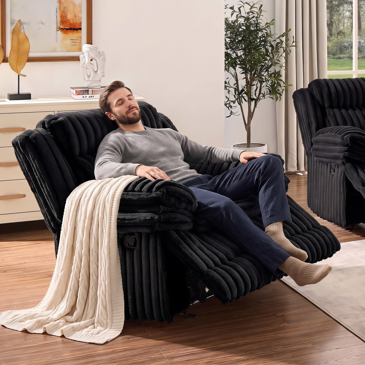 Roundhill Furniture Ardello Manual Rocker Recliner with Wide-Wale Corduroy Upholstery