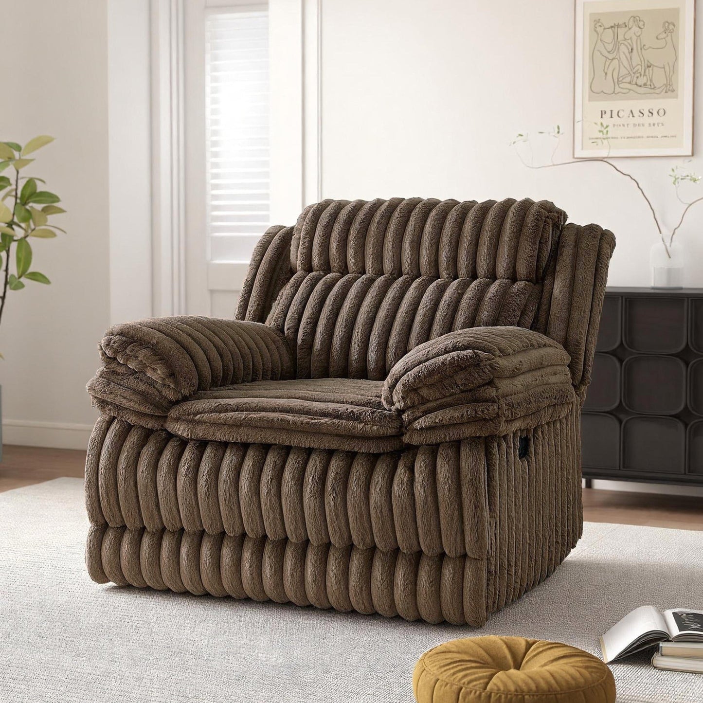 Roundhill Furniture Ardello Manual Recliner with Wide-Wale Corduroy Upholstery