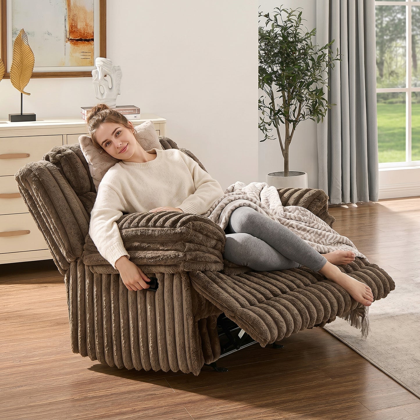 Roundhill Furniture Ardello Manual Rocker Recliner with Wide-Wale Corduroy Upholstery