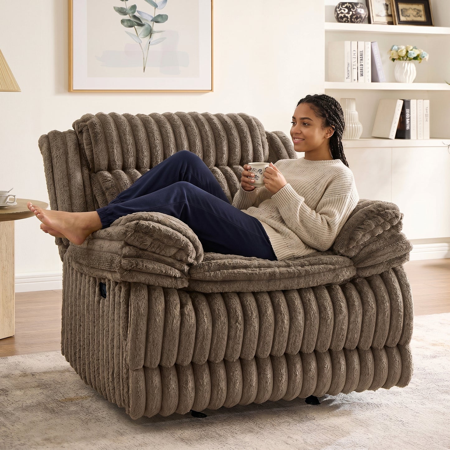 Roundhill Furniture Ardello Manual Rocker Recliner with Wide-Wale Corduroy Upholstery