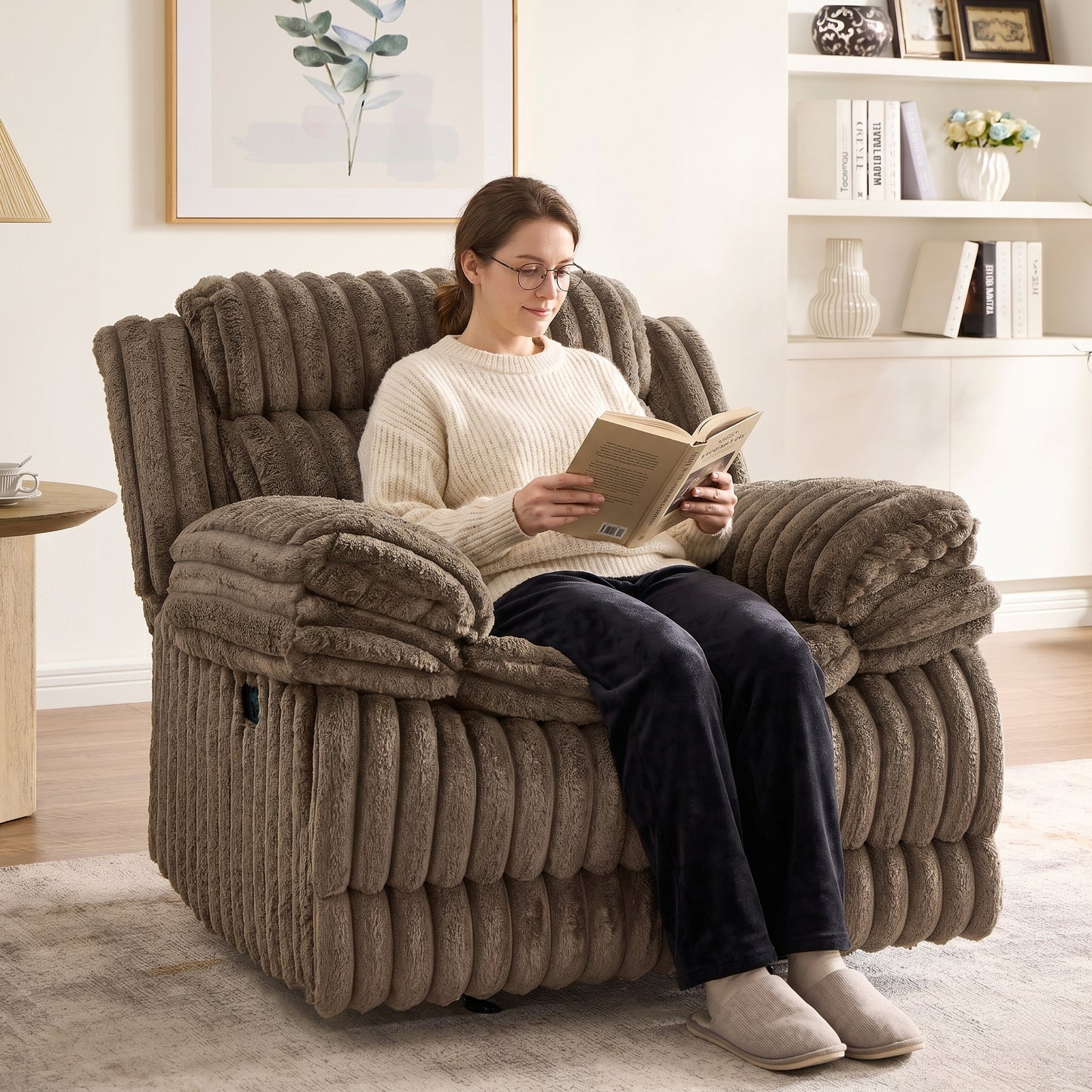 Roundhill Furniture Ardello Manual Rocker Recliner with Wide-Wale Corduroy Upholstery