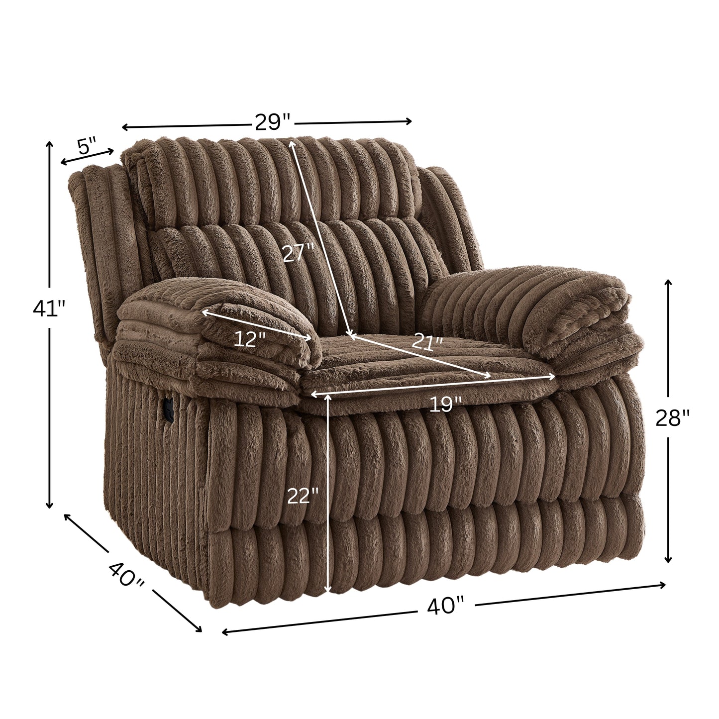 Roundhill Furniture Ardello Manual Recliner with Wide-Wale Corduroy Upholstery