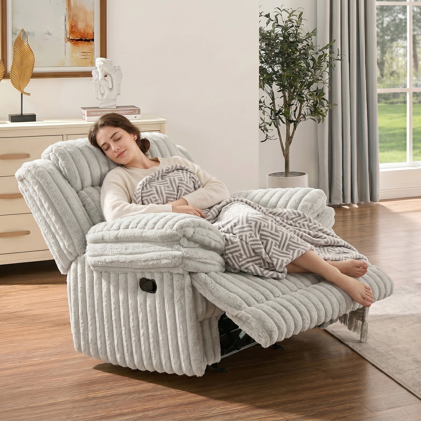 Roundhill Furniture Ardello Manual Rocker Recliner with Wide-Wale Corduroy Upholstery