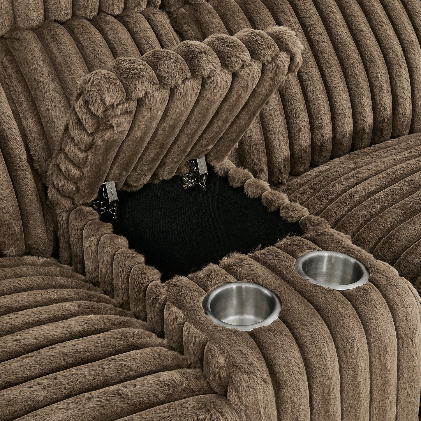 Roundhill Furniture Ardello Manual Reclining Loveseat with Wide-Wale Corduroy Upholstery and Storage Console, Chocolate