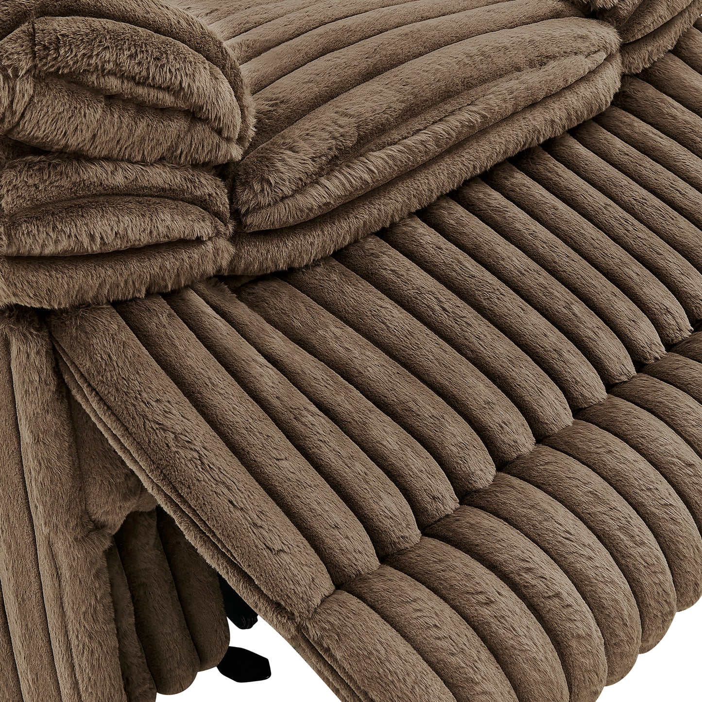 Roundhill Furniture Ardello Manual Reclining Sofa with Wide-Wale Corduroy Upholstery and Built-In Power Center, Chocolate