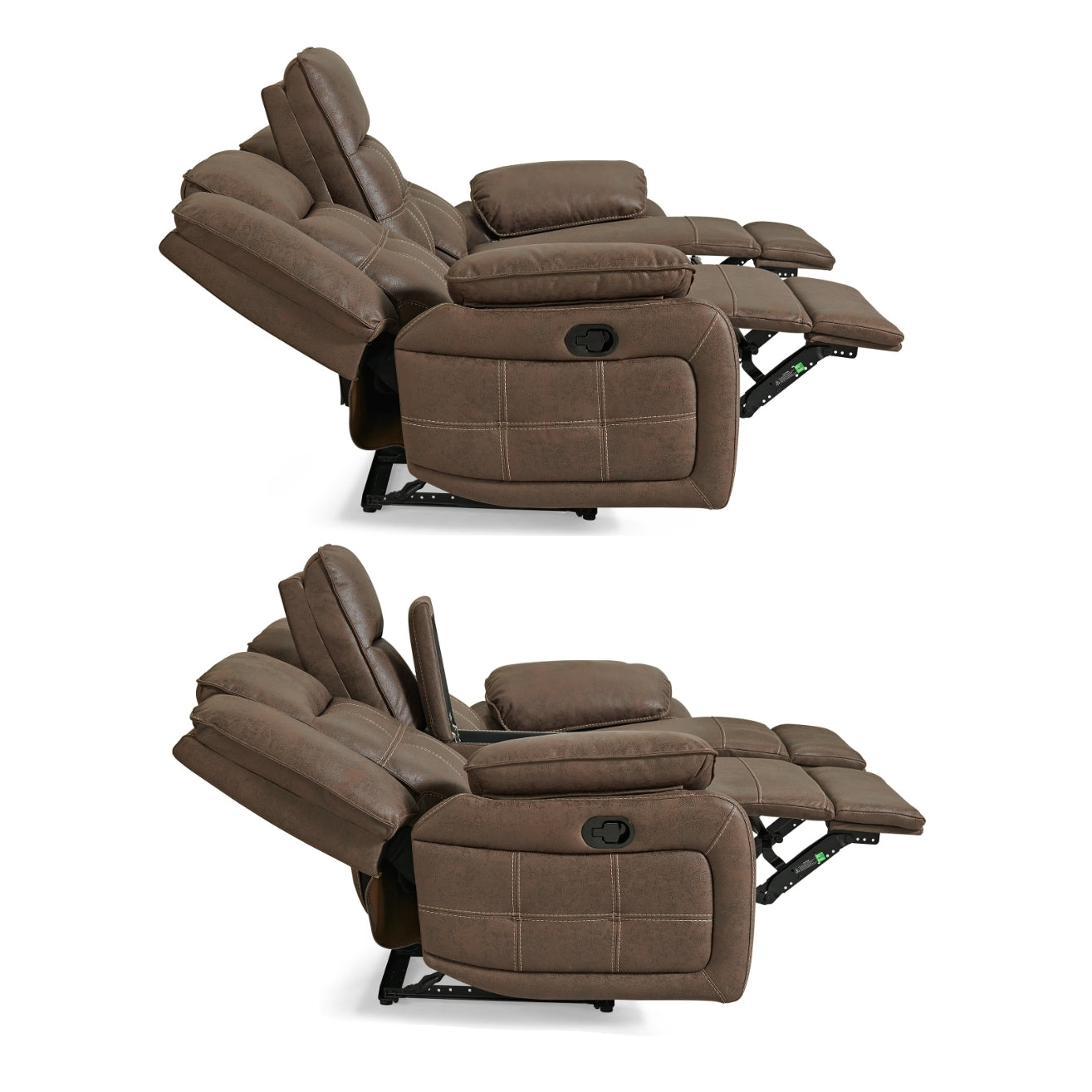 Lesley Transitional Living Room Reclining Collection, Sofa Loveseat and Recliner, Brown