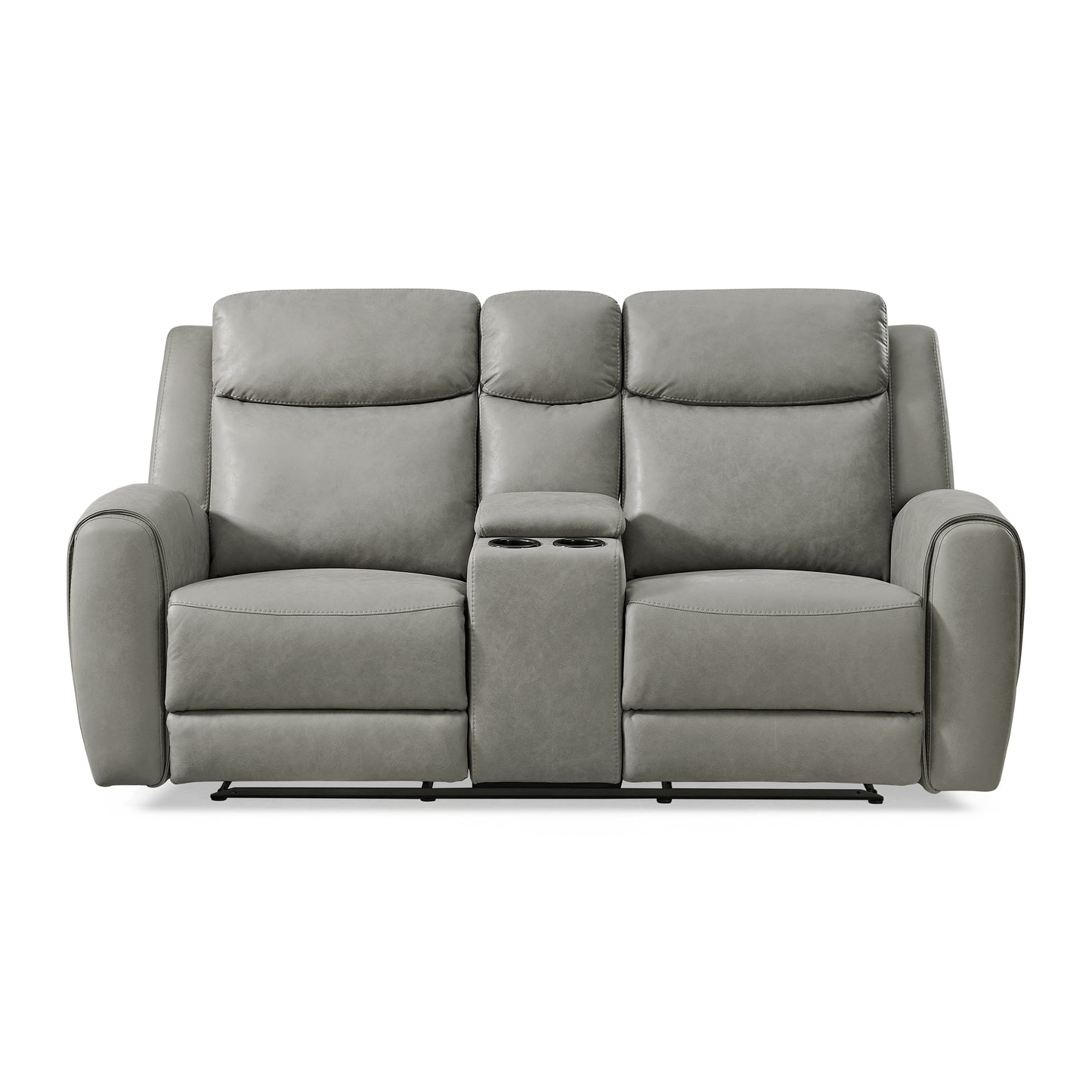 Wesley Transitional Manual Reclining Loveseat, with Cup holders, Gray