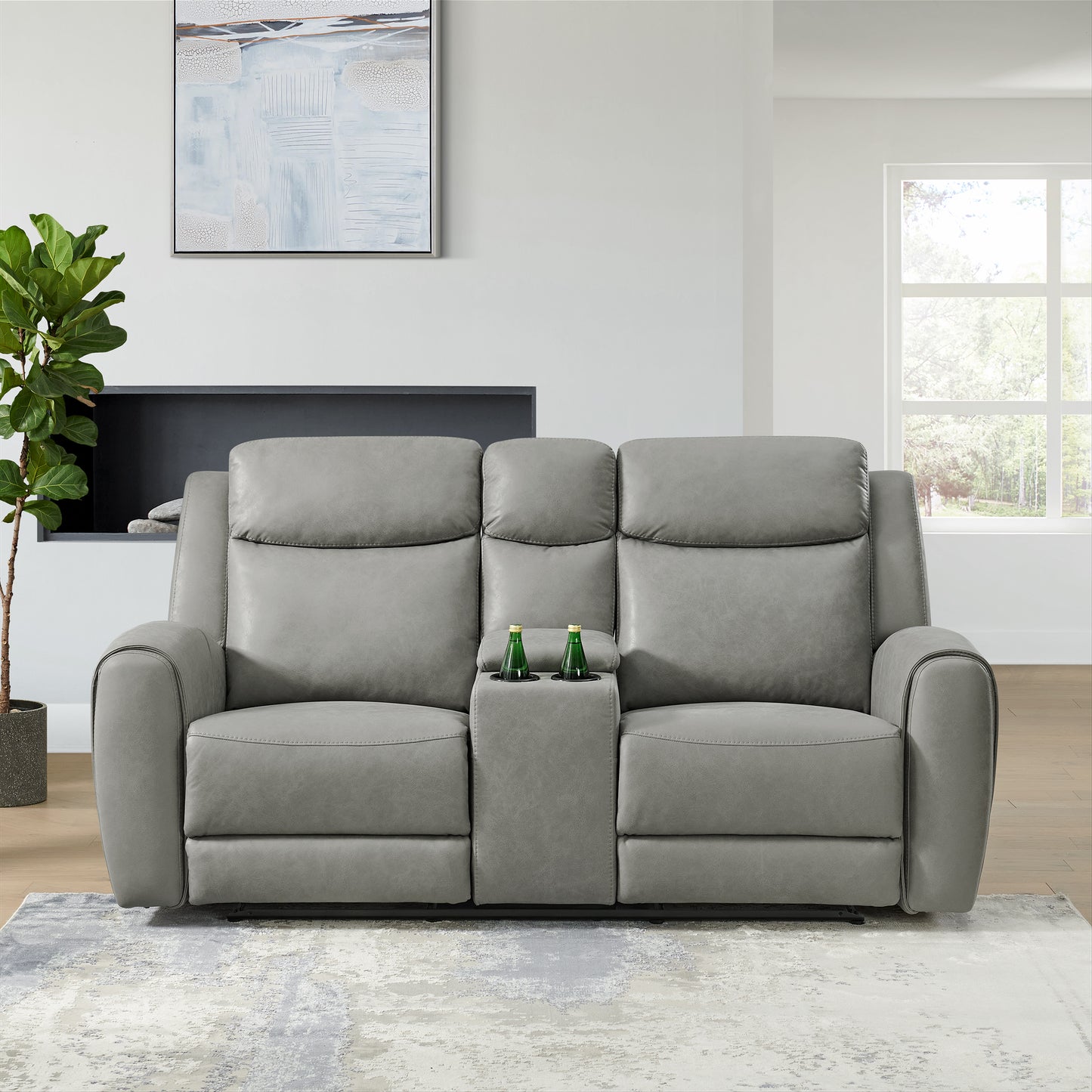 Wesley Transitional Living Room Reclining Collection, Sofa Loveseat and Recliner, Gray