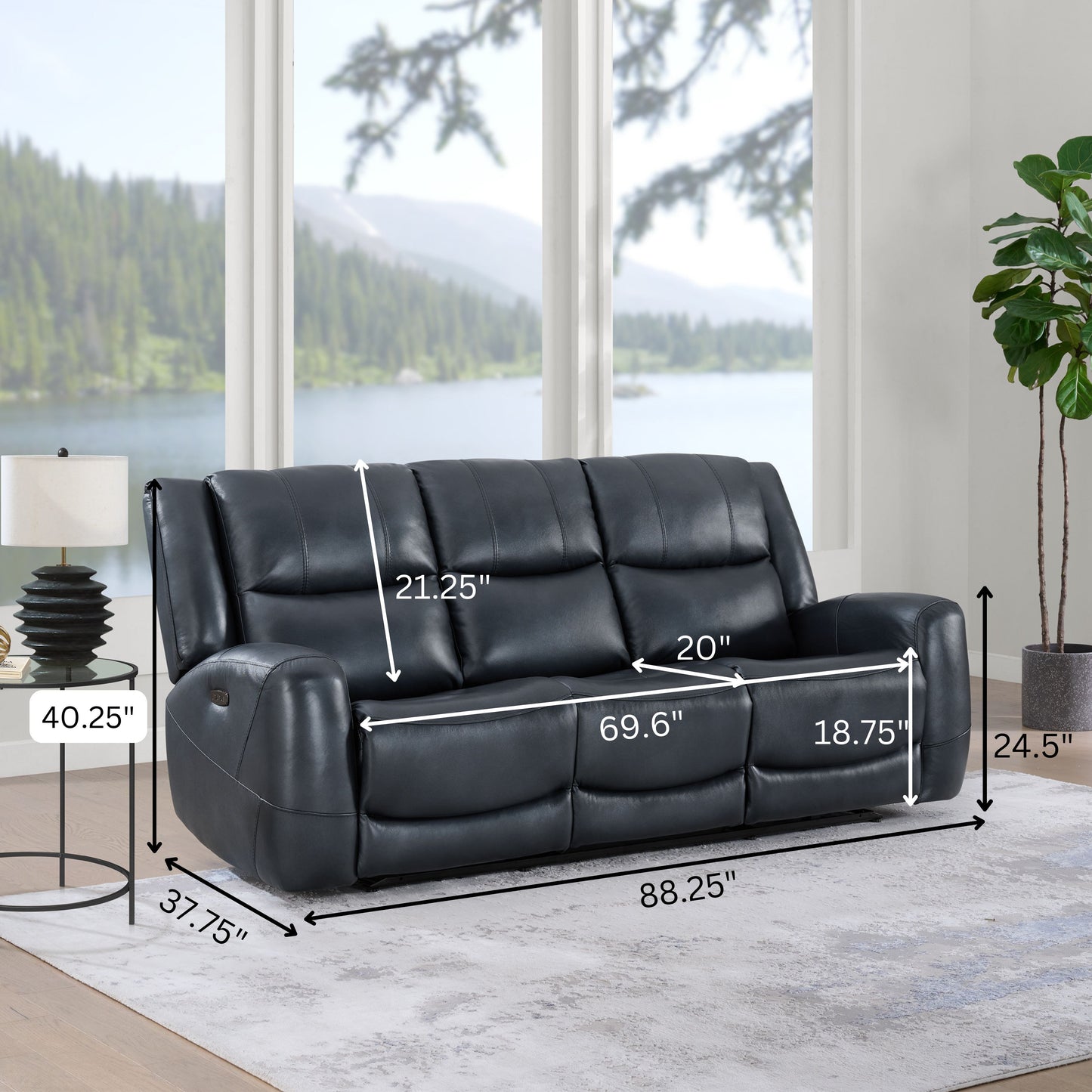 Roundhill Furniture Cozura Leather Power Dual Reclining Sofa