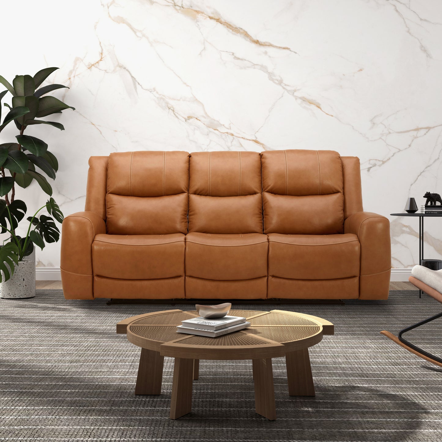 Roundhill Furniture Cozura Leather Power Dual Reclining Sofa