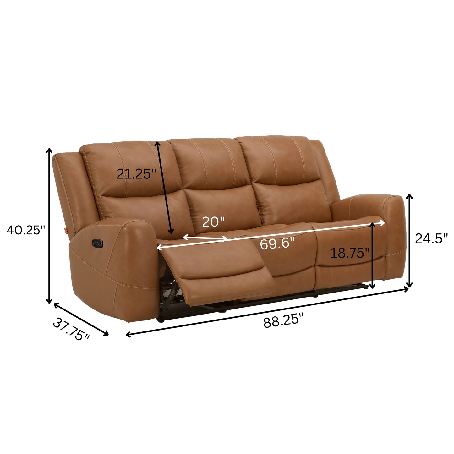 Roundhill Furniture Cozura Leather Power Dual Reclining Sofa