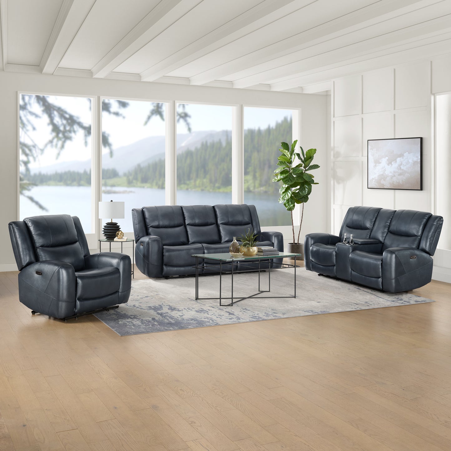 Roundhill Furniture Cozura Leather Power Recling Living Room Collection