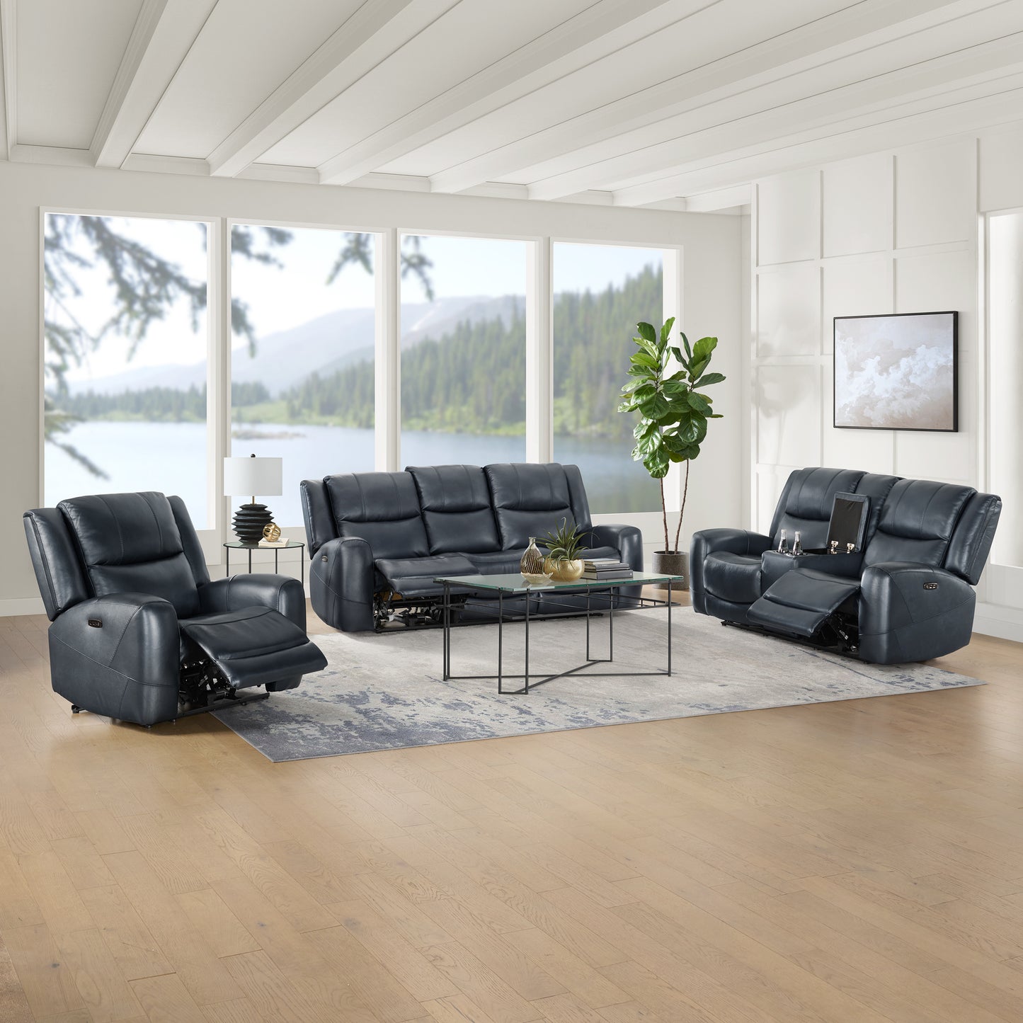 Roundhill Furniture Cozura Leather Power Recling Living Room Collection