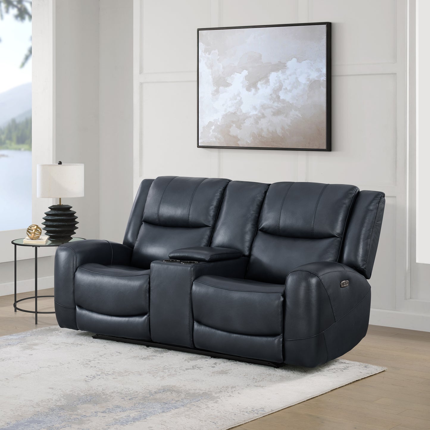 Roundhill Furniture Cozura Leather Power Recling Living Room Collection