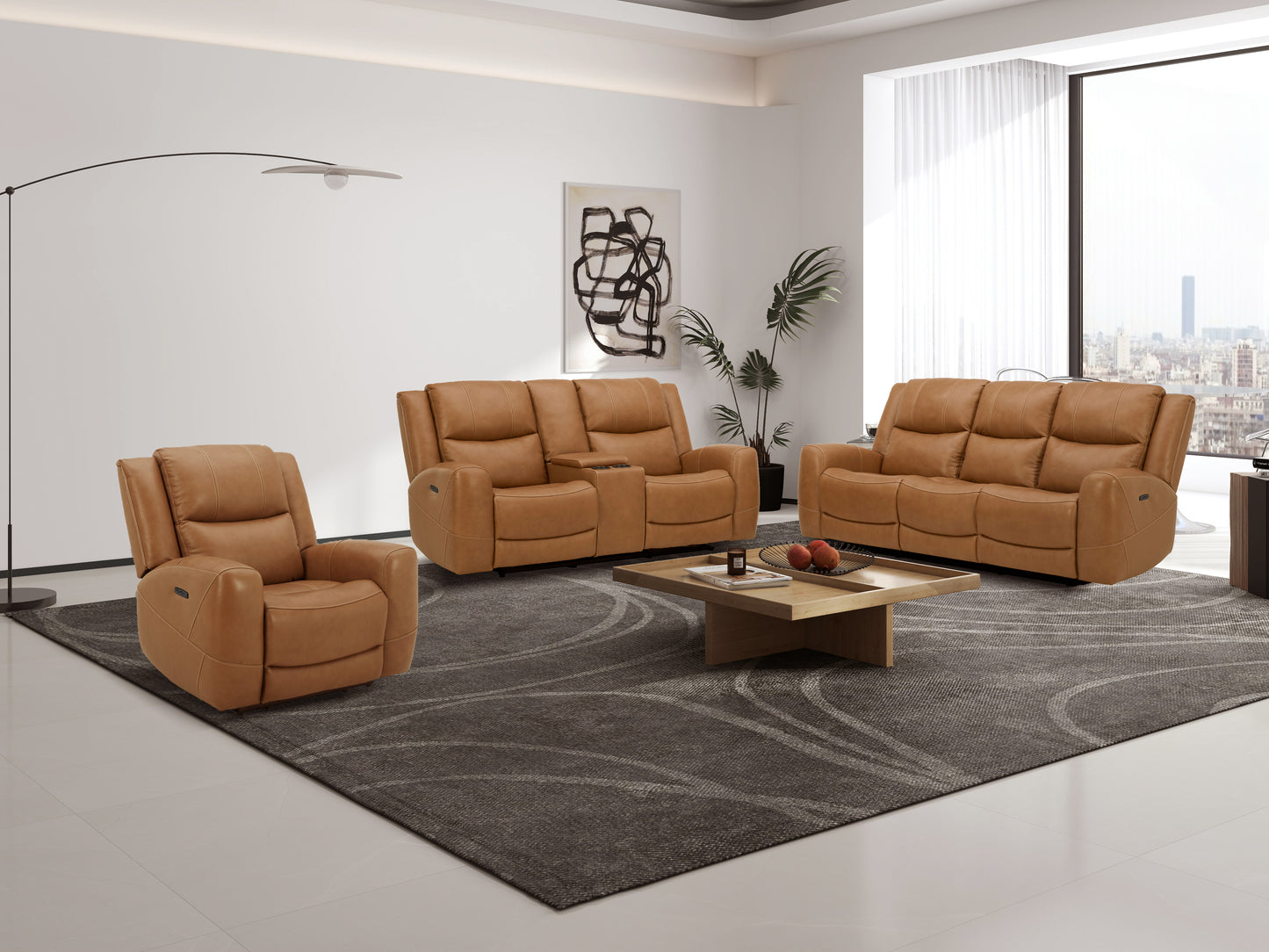 Roundhill Furniture Cozura Leather Power Recling Living Room Collection