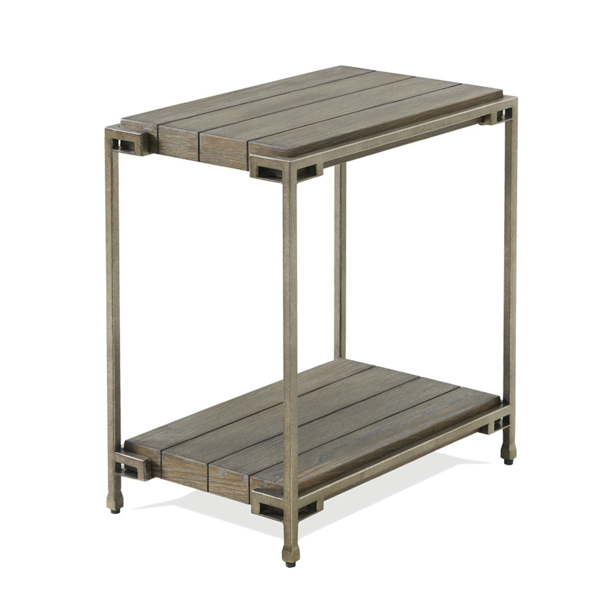 Roundhill Furniture Corbeta Metal Frame Wood Living Room Chairside Table with Shelf, Aged Graphite