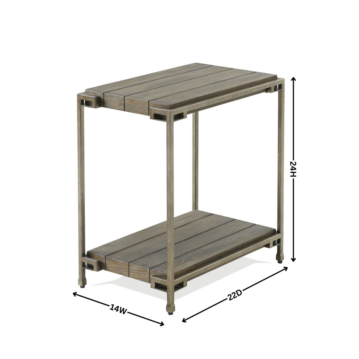 Roundhill Furniture Corbeta Metal Frame Wood Living Room Chairside Table with Shelf, Aged Graphite